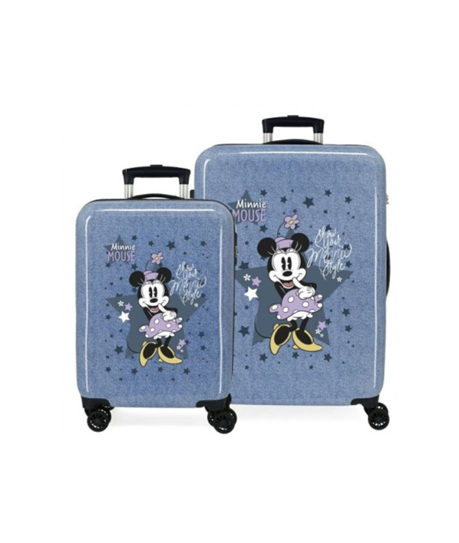 Set Disney Abs Carrinho de Bagagem 2/ 55-68Cm.4W. Estilo Minnie Azul