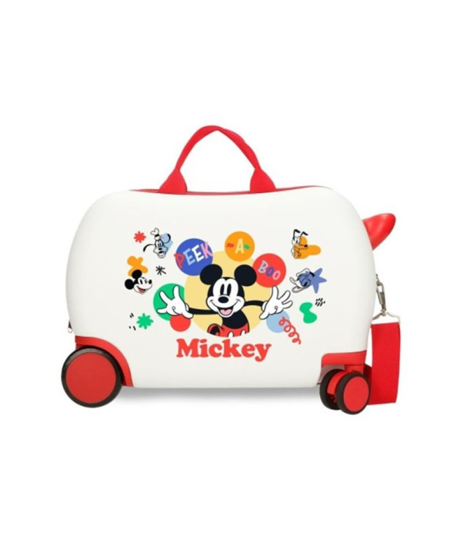 Mala Infantil Disney Abs Rolling 4W.(2 Multi.) 45Cm. Mickey Peek A Boo Branco