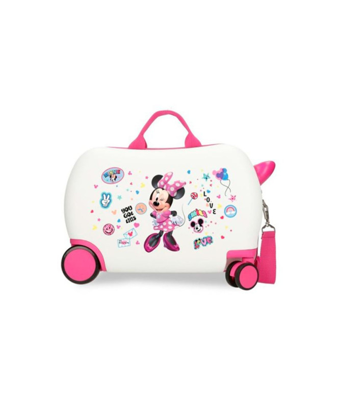 Mala Infantil Disney Abs Rolling 4W.(2 Multi.) 45Cm.Minnie Party Branco