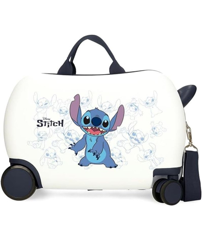 Mala Infantil Disney Abs Rolling 4W.(2 Multi.) 45Cm. Happy Stitch Branco