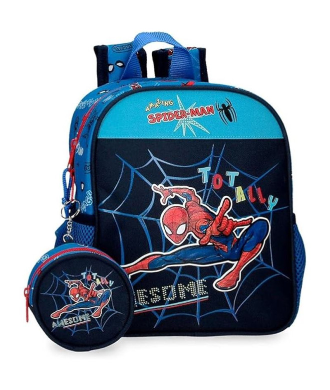 Mochila Marvel 25Cm. Spiderman Totally Awesome Azul