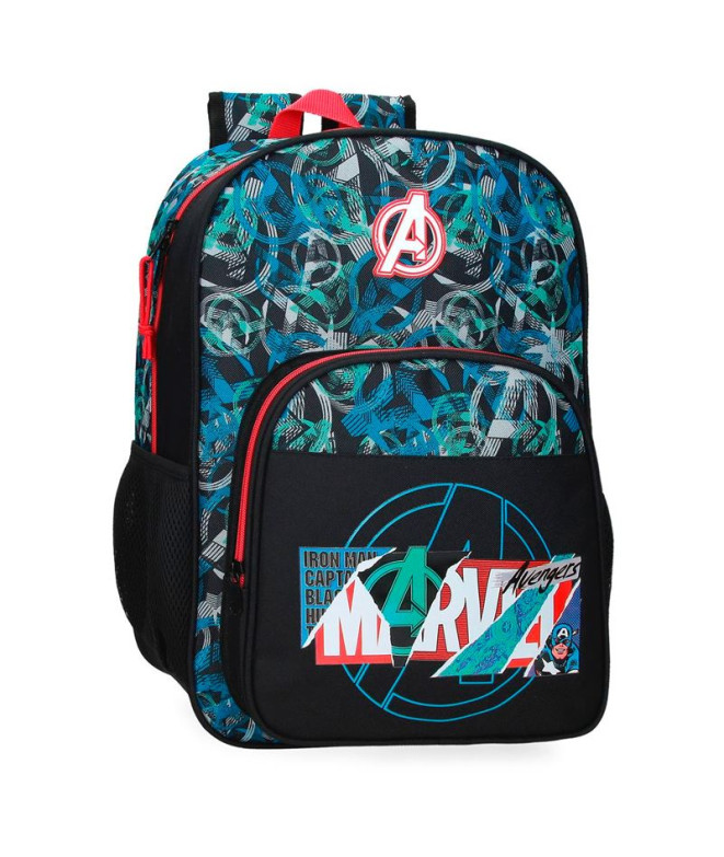 Mochila Marvel 38Cm. Escudo Marvel Preto