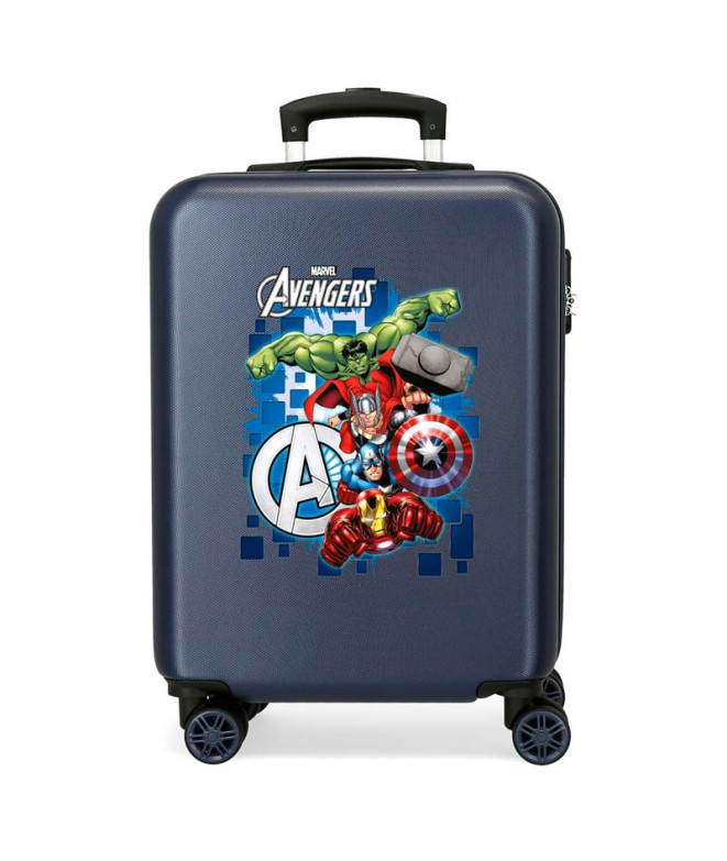 Trolley Marvel Abs 55Cm.4R.Avengers Quadrado Azul Crf Marinho