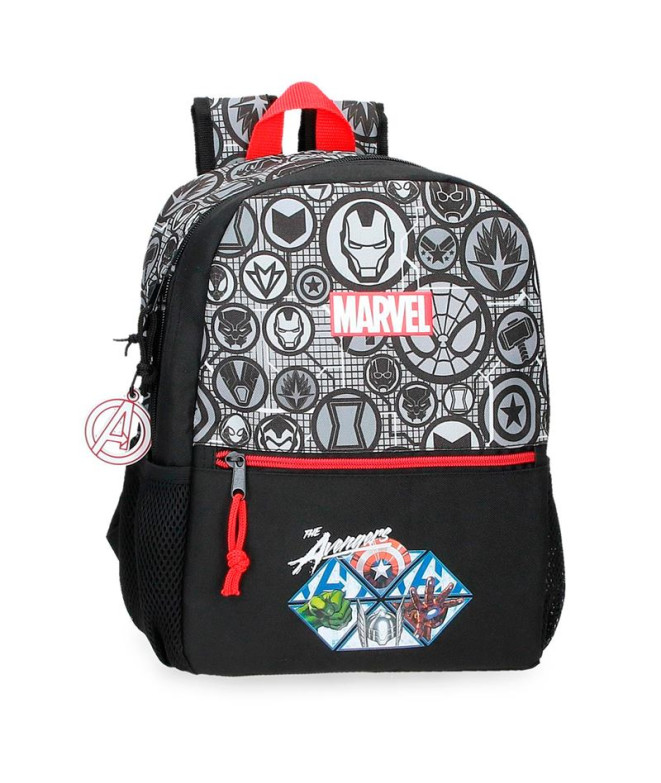 Mochila Marvel 32Cm. Heróis da Marvel Preto