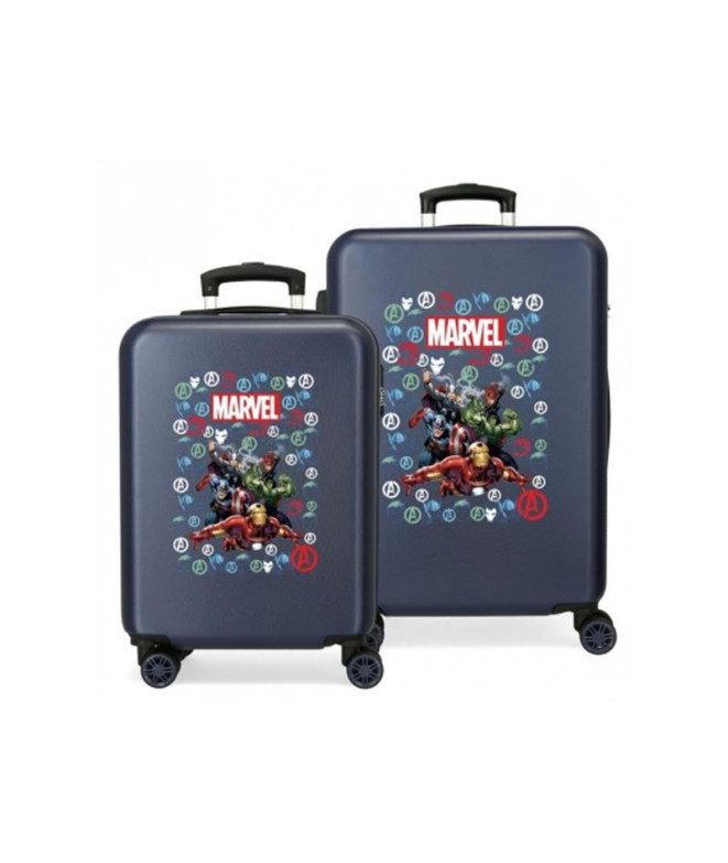 Set 2/Trolley Marvel Abs 55-68Cm. 4R. Avengers Team Bleu marine