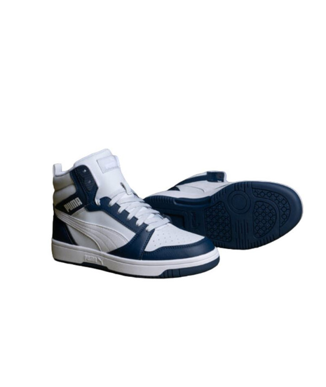 Sapatilhas Casual Infantil Puma Rebound V6 Mid Branco/Azul