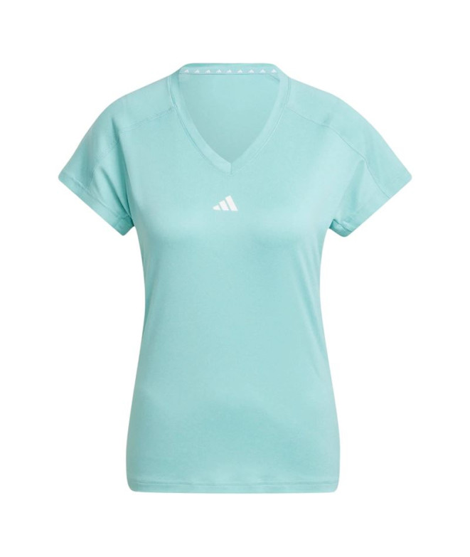 Camiseta adidas Mulher Aeroready Train Essentials Minimal Branding V-Neck Azul