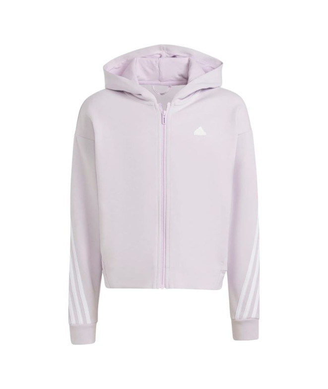 Casaco adidas Menina Casaco com capuz com fecho de correr em algodão de 3 riscas Future Icons Lilac