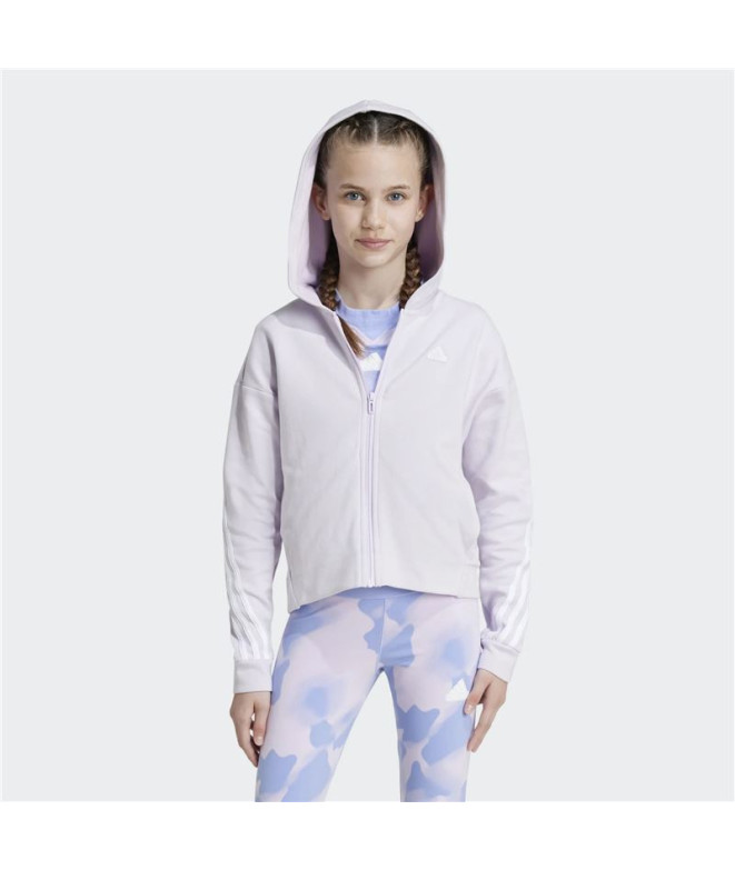 Veste adidas Fille Future Icons 3 Stripes Cotton Fullzip Hoodie Lilas