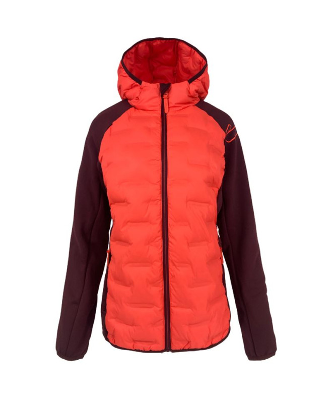Chaqueta de Montaña Joluvi Hibrida Rik Coral Neon Granate Mujer