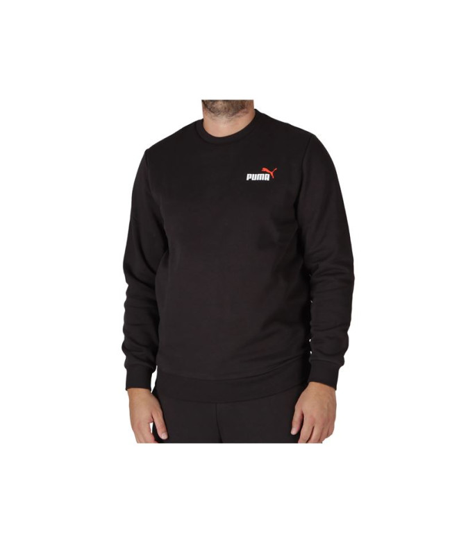 Sudadera Casual Puma Essentials+ 2 Col Small Logo Crew Fl Hombre Negro