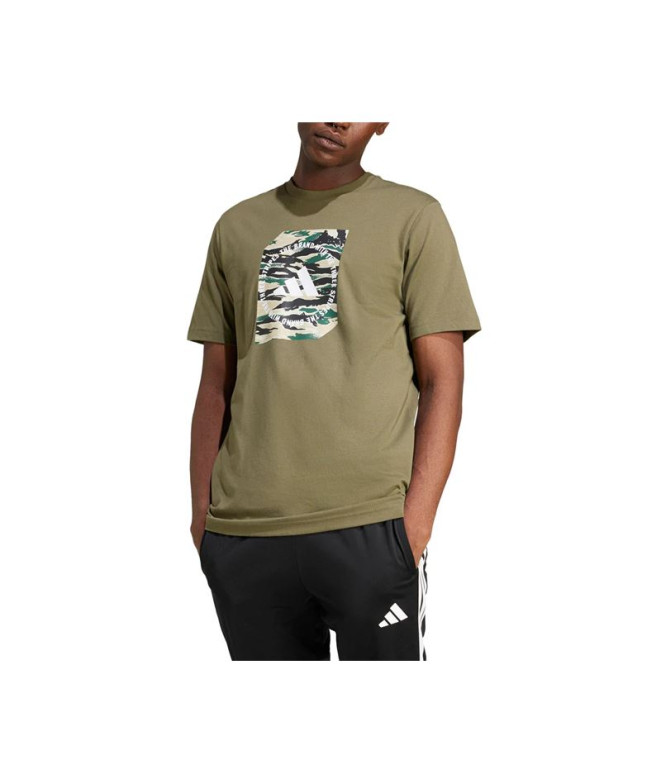 Camiseta adidas Camo Box Hombre Verde Oscuro