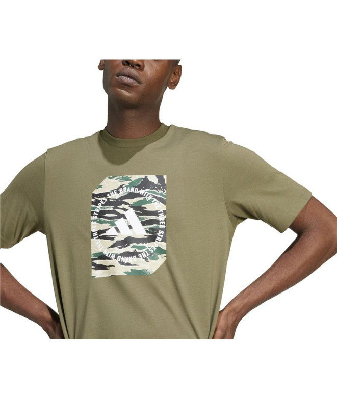 Camiseta adidas Homem Caixa Camo Verde Escuro