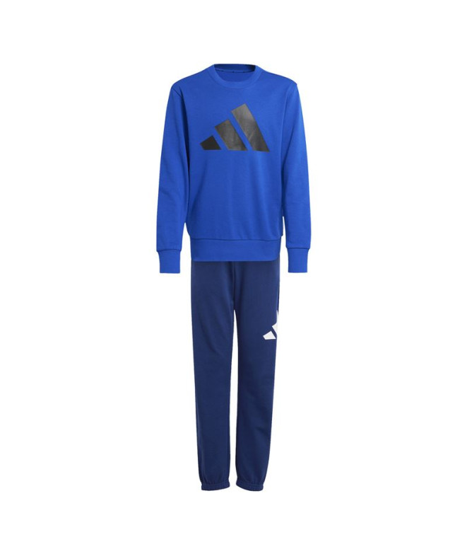 Conjunto adidas French Terry Infantil Bl Jog 240 Azul/Preto