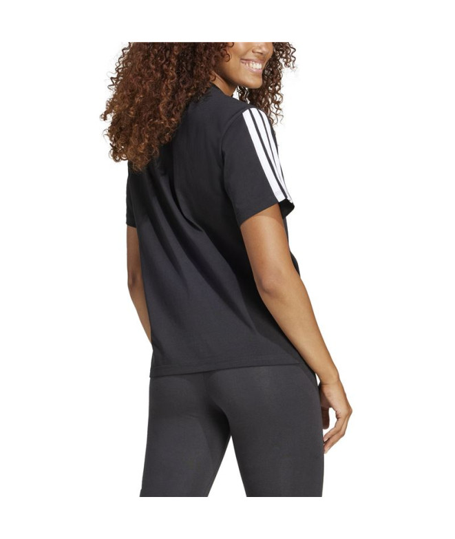 Camiseta adidas 3 Bandas Sj Mujer Negro/Blanco