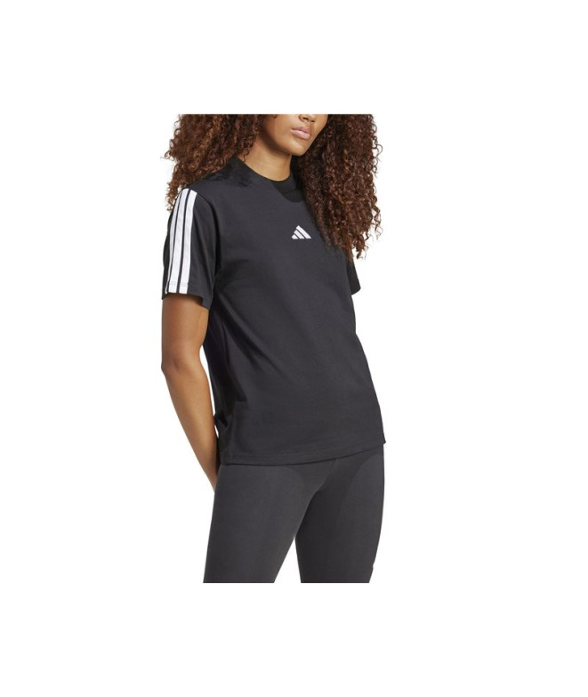 Camiseta adidas 3 Bandas Sj Mujer Negro/Blanco