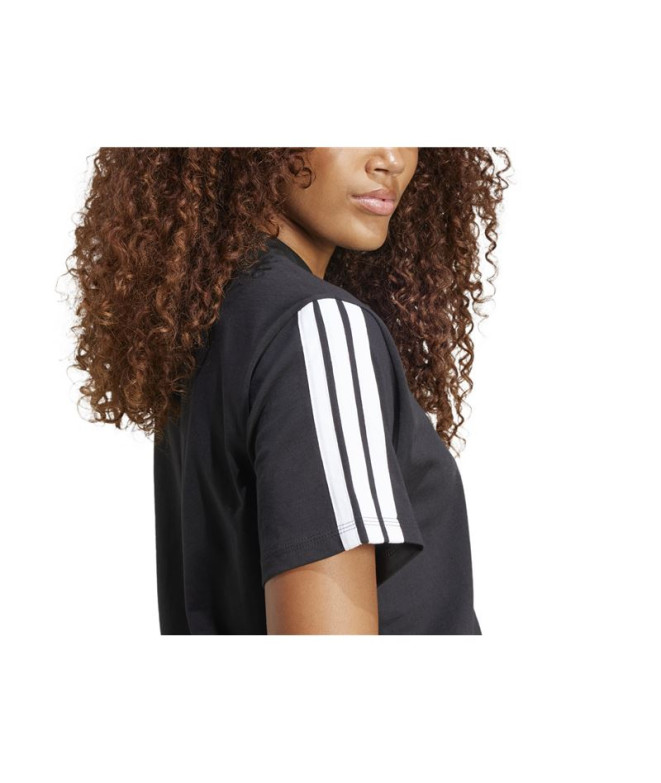 Camiseta adidas 3 Bandas Sj Mujer Negro/Blanco