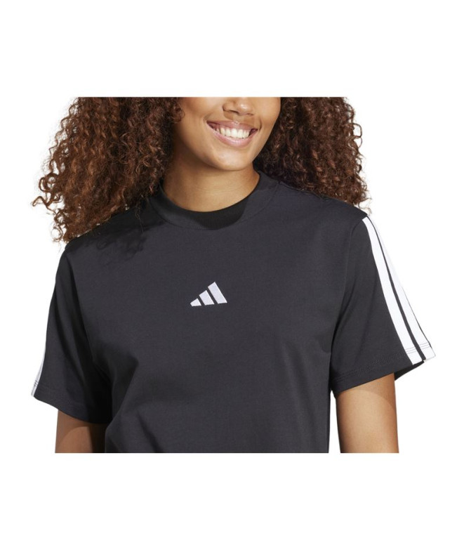 Camiseta adidas 3 Bandas Sj Mujer Negro/Blanco