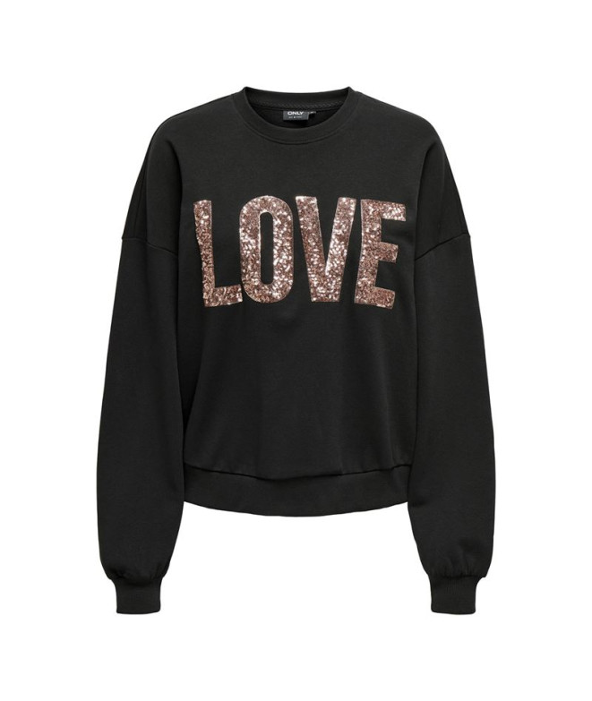 Moletom Only Onlkatya L/S Love Preto Mulher