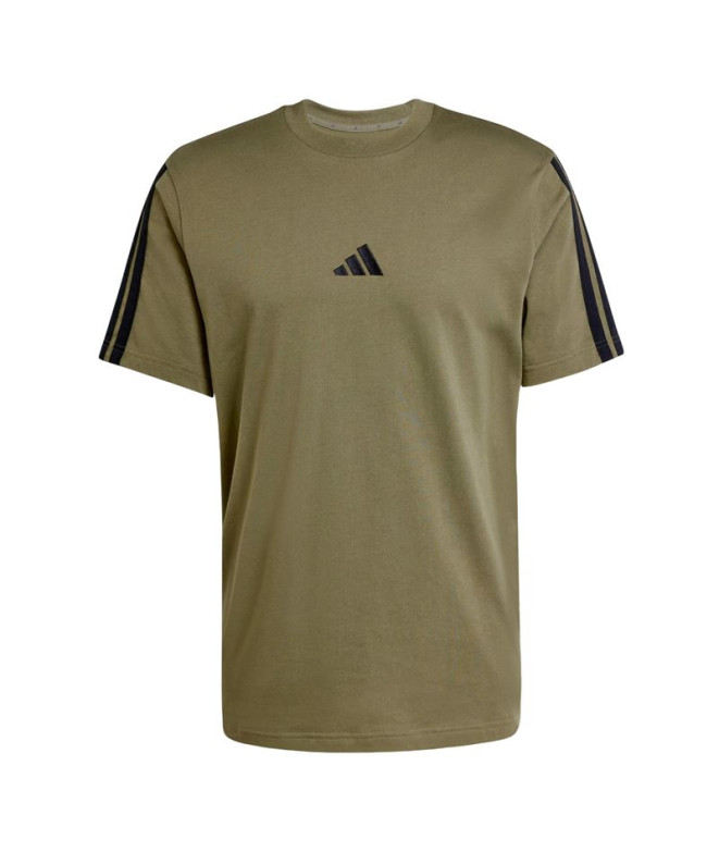 Camiseta adidas 3Bandas Hombre Verde Oscuro/Negro