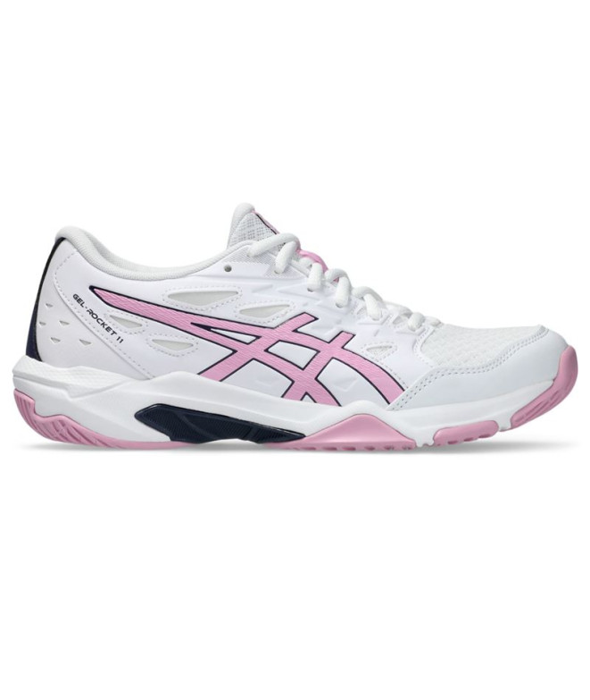 Chaussures Handball Gel Femme de ASICS -Rocket 11 Blanc/Rose