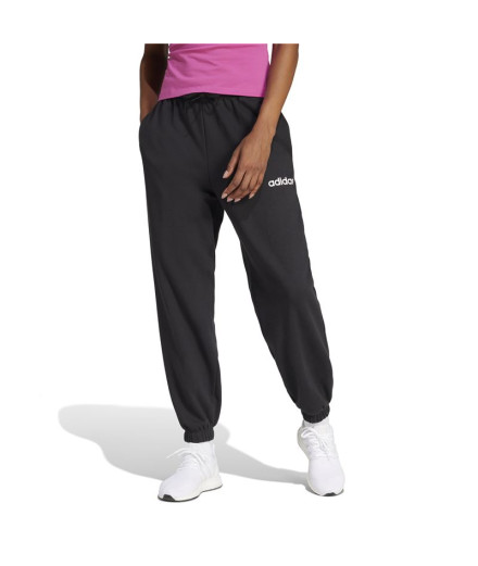 Pantalons adidas French Terry Femme Linear Cf Noir/Blanc 2