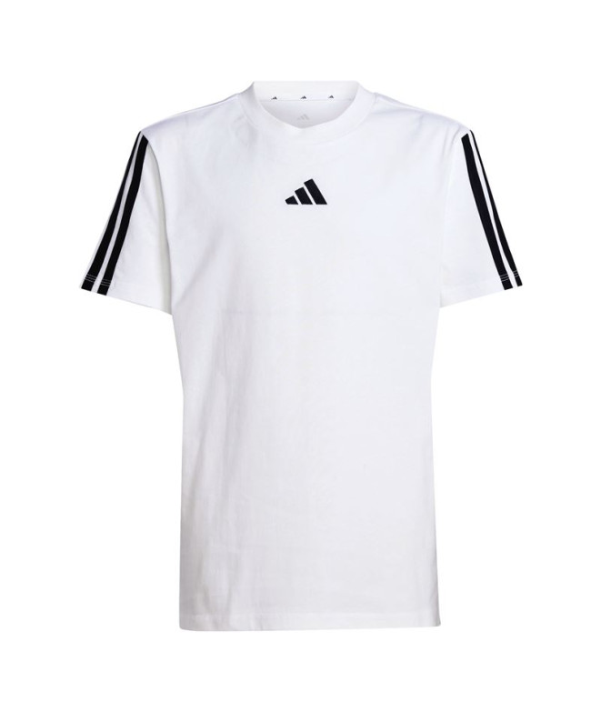 Camiseta adidas Infantil 3 bandas Branco/Preto