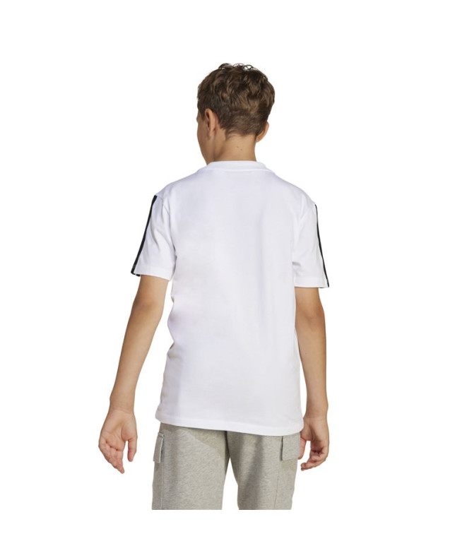 Camiseta adidas Infantil 3 bandas Branco/Preto
