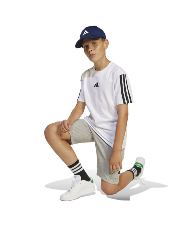 Camiseta adidas 3 Bandas Infantil Blanco/Negro