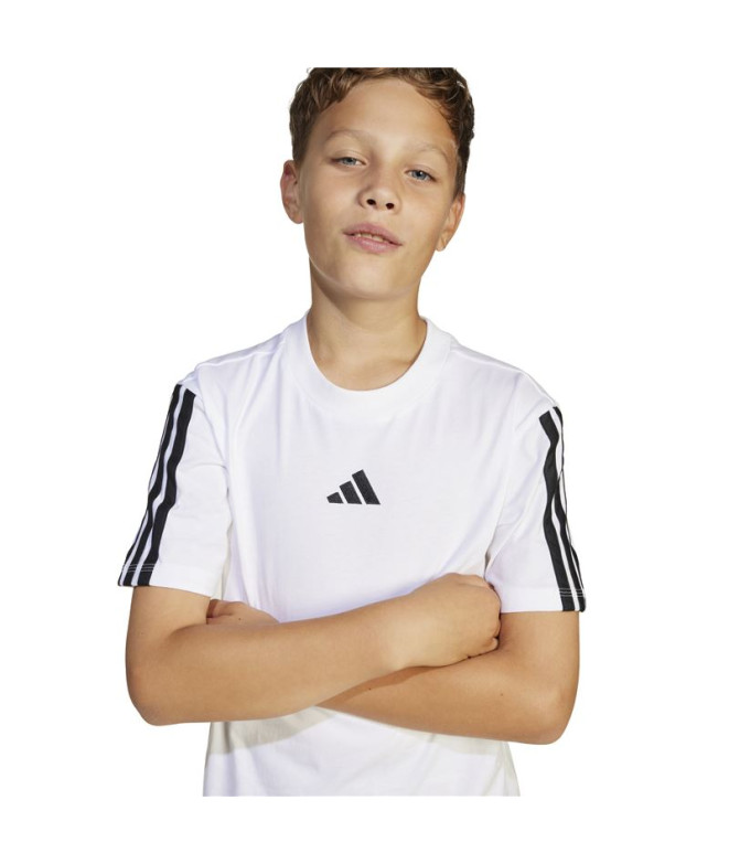 Camiseta adidas Infantil 3 bandas Branco/Preto