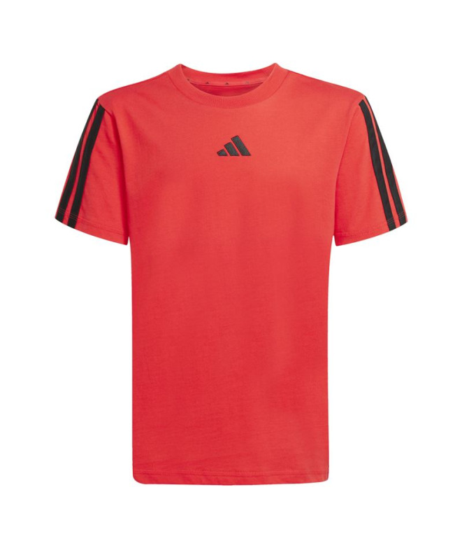 Camiseta adidas Infantil 3 bandas Rubpur/Preto