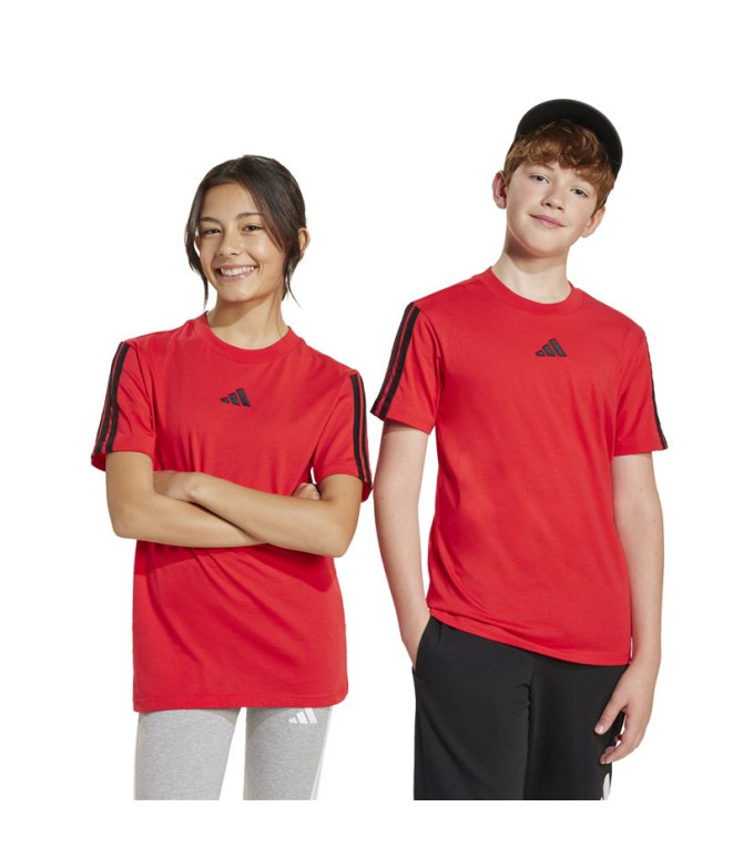 Camiseta adidas Infantil 3 bandas Rubpur/Preto