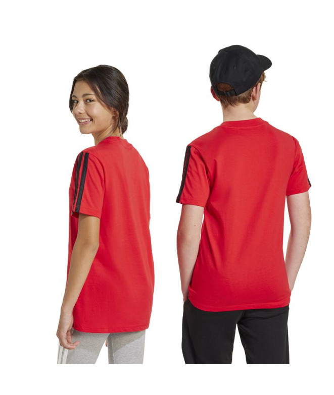 Camiseta adidas Infantil 3 bandas Rubpur/Preto