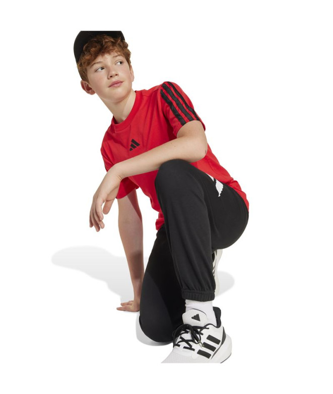 Camiseta adidas Infantil 3 bandas Rubpur/Preto