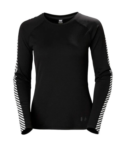 Camiseta Helly Hansen Lifa Active Stripe Crew Mujer Negro