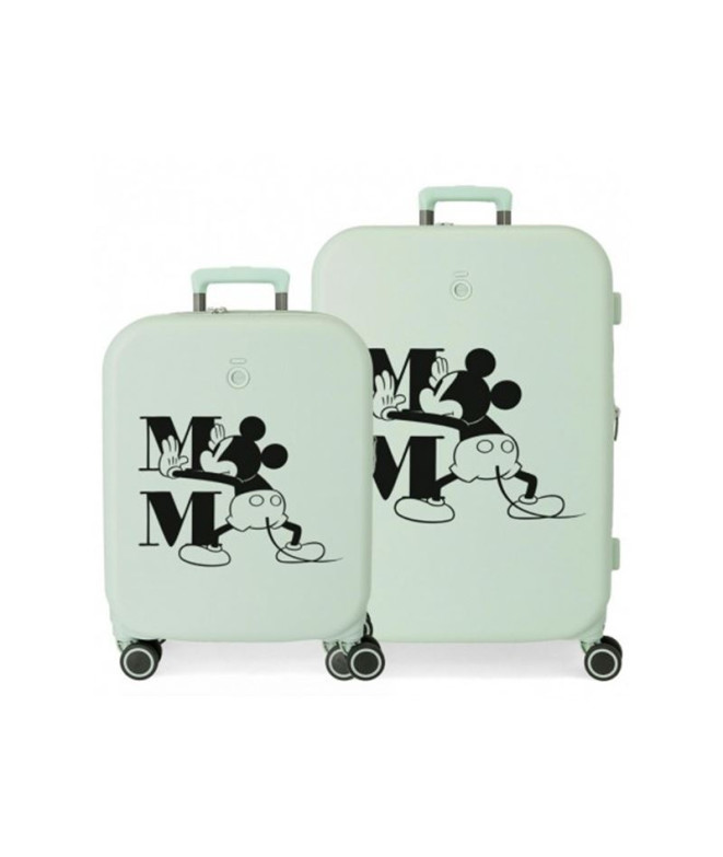 Set Chariot à bagages Disney Abs 2/ 55-70Cm.4W.Disney 100-Mickey Happiness Vert