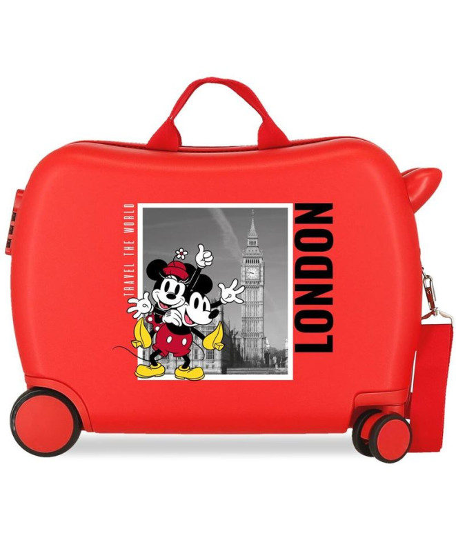 Valise Enfant Disney 4W (2 Multid ) Mickey et Minnie Londres Rouge