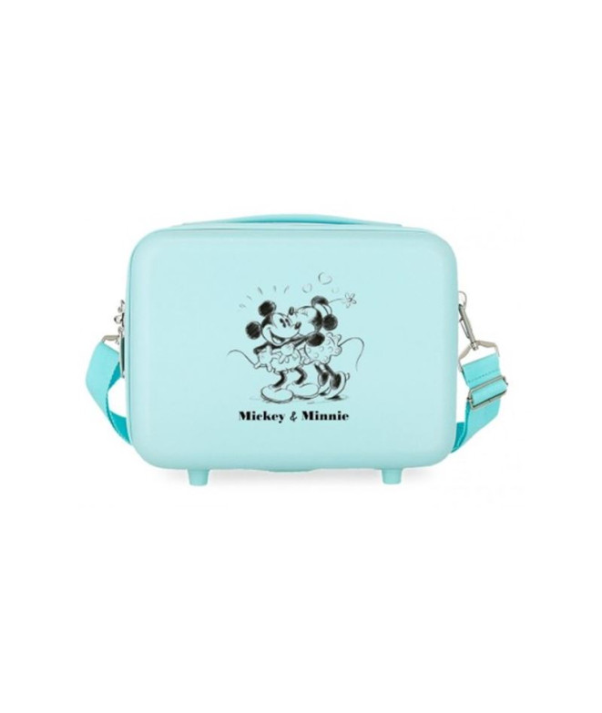 Necessaire Estojo de toucador Disney Abs. Mickey & Minnie Kisses Azul Turquesa