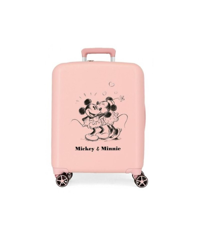 Mala Disney Abs 55Cm 4W Mickey & Minnie Beijos Nude Rosa