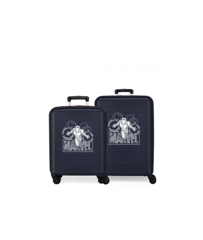 Set 2/Maleta Marvel Abs 55-70Cm.4R. Disney 100 Marvel Iron Man Azul