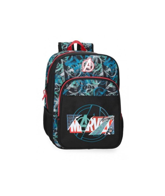 Mochila Marvel Adaptable 40Cm. Escudo Marvel Preto