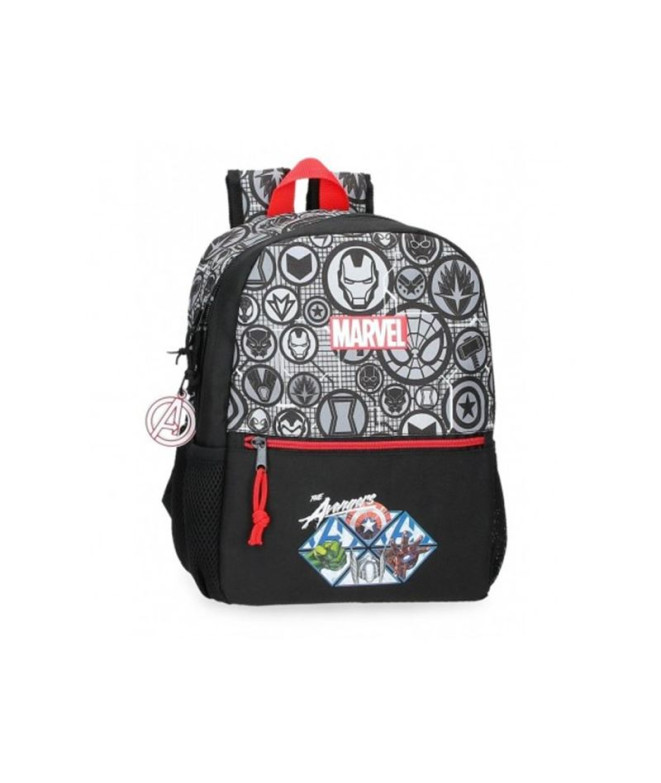 Mochila Marvel Adaptable 32Cm. Heróis da Marvel Preto