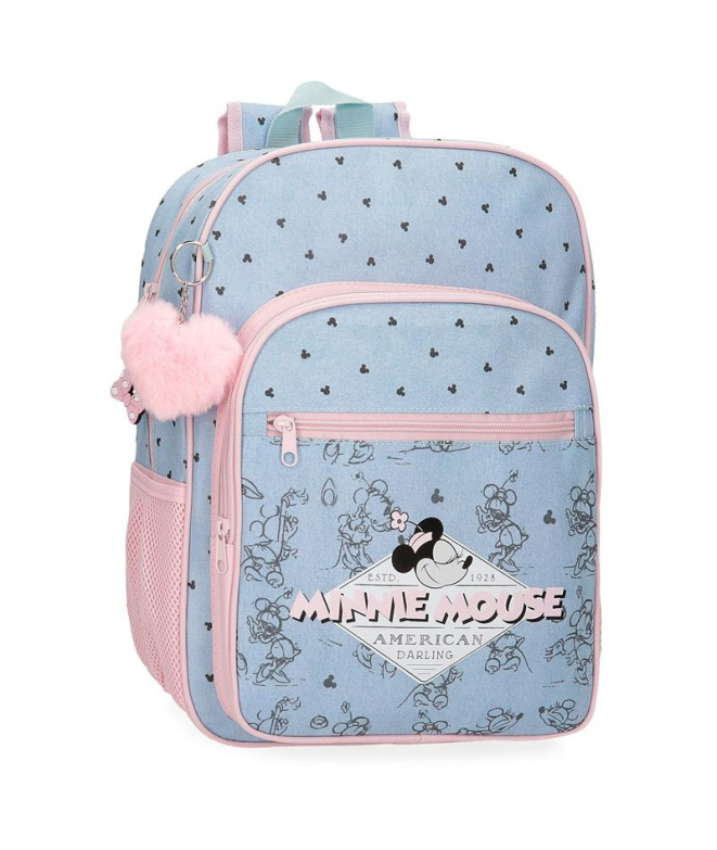 Mochila Disney 38cm Minnie Mouse American Darling Azul
