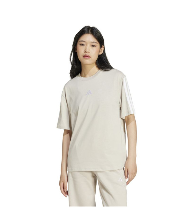 Camiseta adidas Mulher 3 Band Boyfriend creme