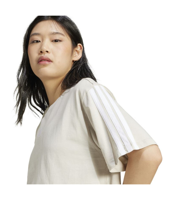T-shirt adidas Femme petit ami à 3 bandes crème