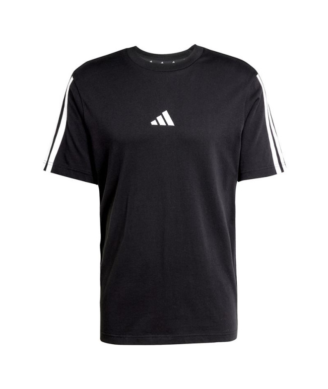 Camiseta adidas 3 Bandas Single Hombre Negro/Blanco