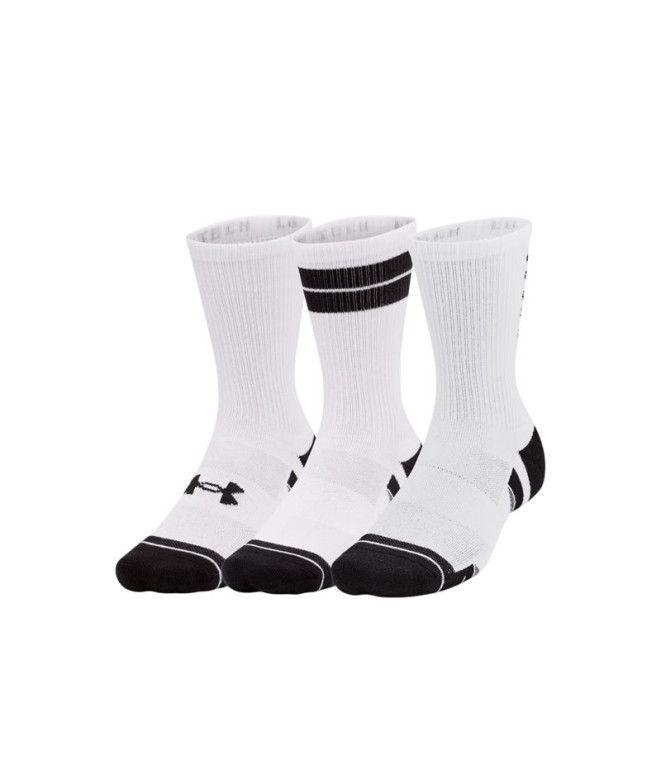 Calcetines de Fitness Under Armour Perf Tech Nov 3Pk Crew Blanco