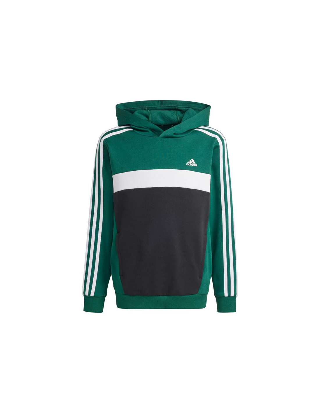 Sudadera adidas Tiberio 3 Bandas Colorblock Hoodie Infantil Verde Oscuro