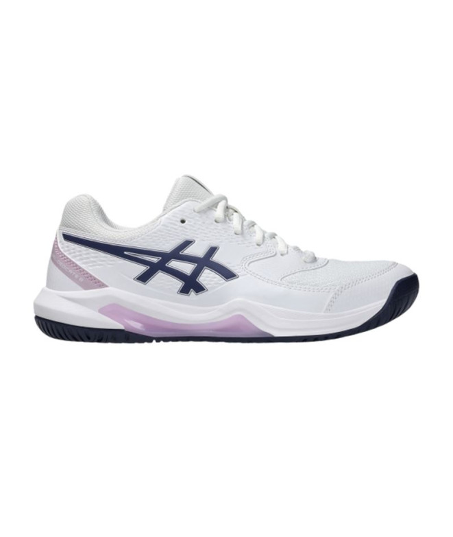 Chaussures Tennis Gel Femme de ASICS -Dedicate 8 Blanc/Indigo Fog