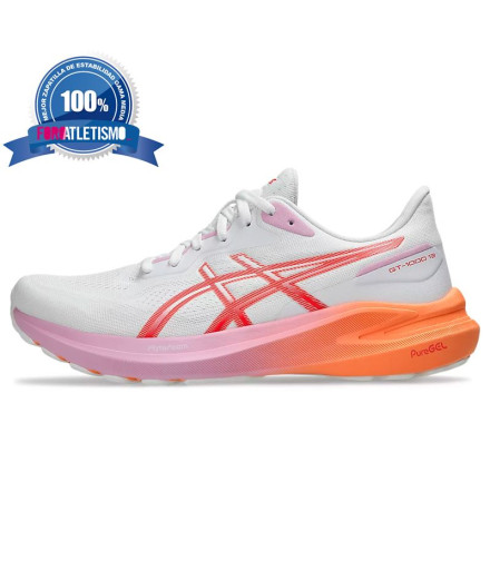 Chaussures Trail Femme de ASICS Gt-1000 13 Blanc/Coral 2